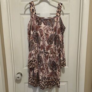 VENUS Brown and Cream Sleeveless Romper